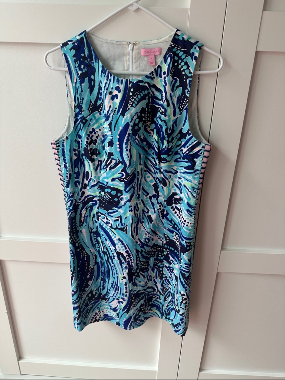 Lilly Pulitzer Aqua Navy Teal Printed Sleeveless Formal Dress